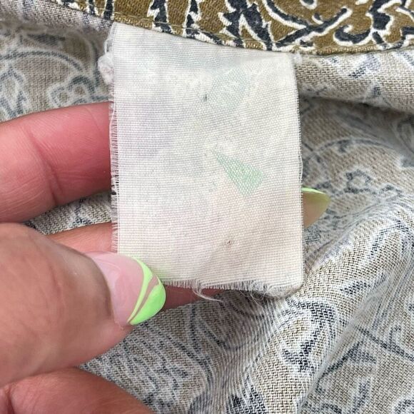 Vintage Olive Green Cropped Shirt Jacket M Floral Paisley Button Front Light - Picture 14 of 16